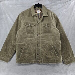 Flint and Tinder Rancher Jacket Mens Large Tan Waxed Canvas Blanket Lined NEW